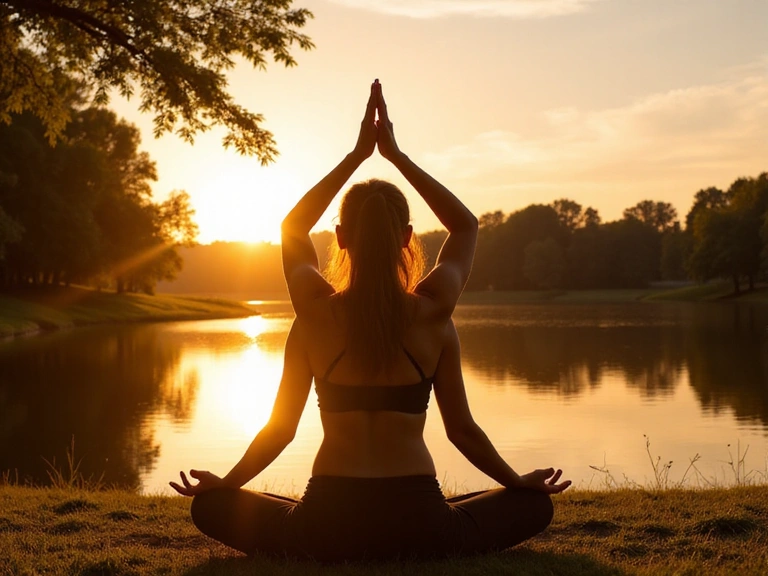 Persona haciendo yoga al aire libre